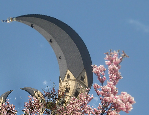 Bonner Münster in karnevalistischer Variante Narrenkappe