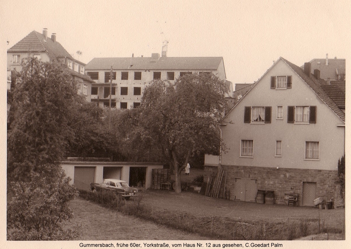 Blick aus der Yorkstraße 12 in Gummersbach Anfang der sechziger Jahre