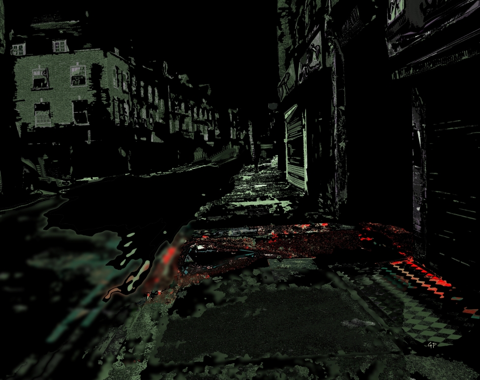 Dunkle künstlerische Ansicht des historischen Whitechapel